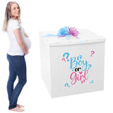 AmazingSpark 28in Jumbo Gender Reveal Gift Box Kit with Oversized Box Giant Pull Bows Boy or Girl Stickers for Gender Reveal Bab