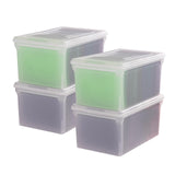 IRIS USA File Box, File Organizer w/Hinged Split Lid for Letter File, Important Document Box, Plastic Storage Filing Bin for Mov
