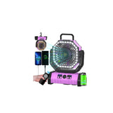 ADUST Camping Battery Operated Powered Fan with LED Lantern Light Portable 20000mAh Rechargeable Oscillating Fan with 360 Rotati