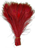 KOLIGHT Fashion 10~12inch(25~30cm) Natural Dyed Peacock Feathers DIY Wedding Party Home Hair Decoration Feathers (25pcs, Red)