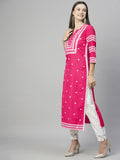Anni Designer Women'S Cotton Blend Chikankari Embroidered Straight Kurta (Stho-Pink_Xl_Pink_X-Large),Pink,XL,Cotton Blend,Regular,Kurta