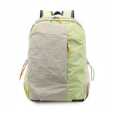 Zoomella Crinkled Patchwork Backpack TwoTone Nylon Backpack Padded Straps Rucksack Zippered Front Compartment, OffWhite
