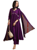 Gosriki Women'S Rayon Blend Anarkali Embroidered Kurta With Pant & Dupatta (Nachiket Begani-Vks01-Gs_Xxl_Begani_Xx-Large),Begani,2,B0DK9P4SDN