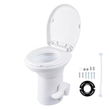 AW RV Toilet Porcelain Enamel & HDPE Gravity Flush Camper Trailer Toilet Elongated 20 High Profile Foot Pedal Flush Motorhome Ca