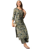 Gosriki Women'S Cotton Blend Straight Printed Kurta With Palazzo (Kanjirang Green-Nh-Gs_S_Green_Small),Green,,B0D2NF1QGX