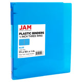 JAM PAPER Plastic 0.5 inch Binder - Blue 3 Ring Binder - Sold Individually