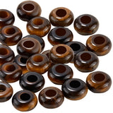 SOFPLATE 1 Box 30Pcs Large Hole Tiger Eye Beads Large Hole Gemstone Spacer Beads Dark Brown Gem Stone Loose Macrame Bead Bulk fo