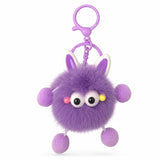 S.A.V.I Pom Pom Plush Keychain for Women Girls Faux Fur Purple