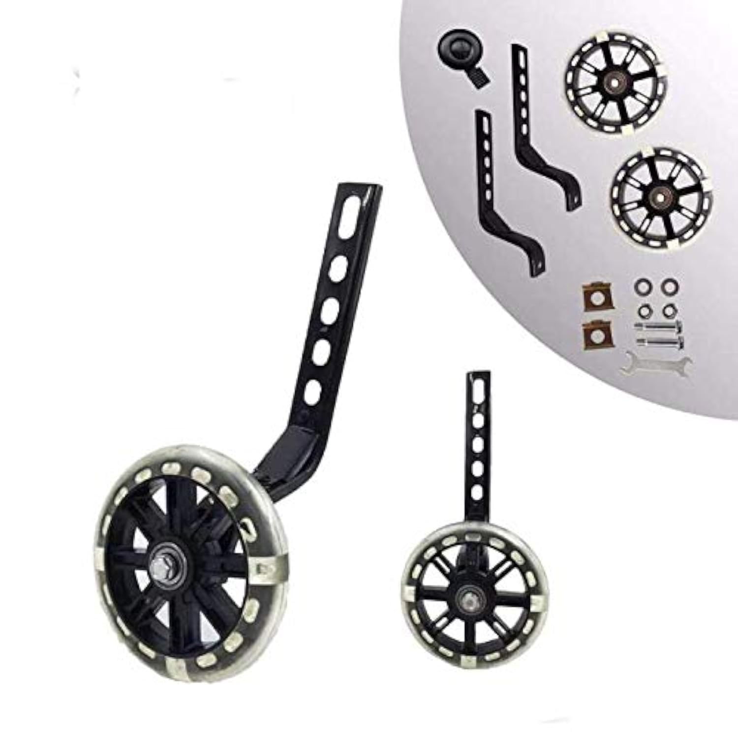 HUWAY training wheels flash mute wheel bicycle stabiliser mounted Kit compatible for bikes of 12 14 16 18 20 Inch
