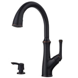 Pfister Tamera Kitchen Faucet with Pull Down Sprayer and Soap Dispenser, Single Handle, High Arc, Tuscan Bronze Finish, F5297TAY