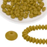 HARFINGTON 100Pcs Silicone Beads 12mm Lentil Rubber Focal Beads Bulk for Pens Keychain Bracelet Necklace DIY Crafts Making, Oliv