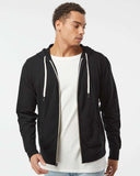 Independent Trading Co. Unisex Heathered French Terry Full-Zip Hooded Sweatshirt - Black, S