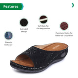 Ortho Joy Women'S Black Faux Leather Slipper - 3 Uk,Black,2.5,B08P8Q6C7Y