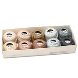 AMOHilos Size 8 Double Mercerized Egyptian Long Staple Cotton Pearl Thread Ball 5 Grams Rainbow Color Embroidery Thread 10 Color