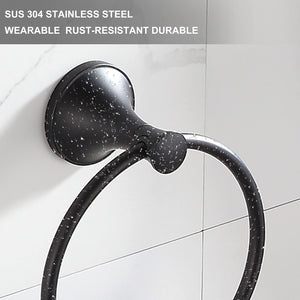 BVL 2 Pack Black Towel Ring Hand Towel Holder Ring Hanger for Bathroom Accessories Kitchen Metal Round Towel Holder Wall Mounted