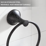 BVL 2 Pack Black Towel Ring Hand Towel Holder Ring Hanger for Bathroom Accessories Kitchen Metal Round Towel Holder Wall Mounted