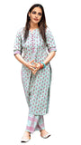 Gosriki Women'S Green & Pink Floral Printed Kurta With Trousers,Multicolour,2,B08QD59C65