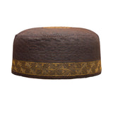 Ich Islamic Cap Namazi Topi Muslim Prayer Cap (Model No: R59) Height 8Cm Brown & Bronze (Medium)