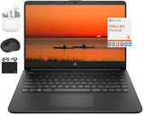 HP 2024 14 Laptop Notebook Thin Light Students Business, Quad-Core Intel N4120, 16GB RAM, 384GB (128GB eMMC+ 256GB Card), 1 Year