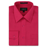 Omega Italy Mens Long Sleeve Dress Shirt Solid Color Regular Fit 25 Colors Fuchsia