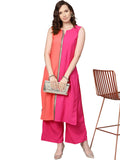 Ziyaa Women'S Crepe Straight Fit Kurta (Zikucr2810-Xxl_Pink_Xx-Large)