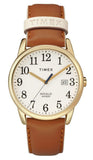 Timex Womens Easy Reader 38mm Watch GoldTone Case Cream Dial with Brown & Pink Leather Strap