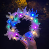 Led Light Up Tiara Crown Headbands, 3 Lighting Modes, Girls Hair Accessories For Birthdays And Parties, Multicolor (Feathers)