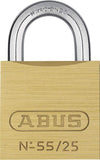 ABUS 55/25 Solid Brass Padlock Keyed Different Hardened Steel Shackle