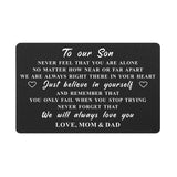 DEGASKEN Son Wallet Card from Mom and Dad, To Our Son Graduation Birthday Gifts from Parents, Believe In Yourself, Deployed, Chr