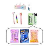 Eclet Unicorn Pouch Combo 6 Piece Stationery Set for Kids, Cute School Writing Drawing Supplies with Pencil Pouch for Homework R