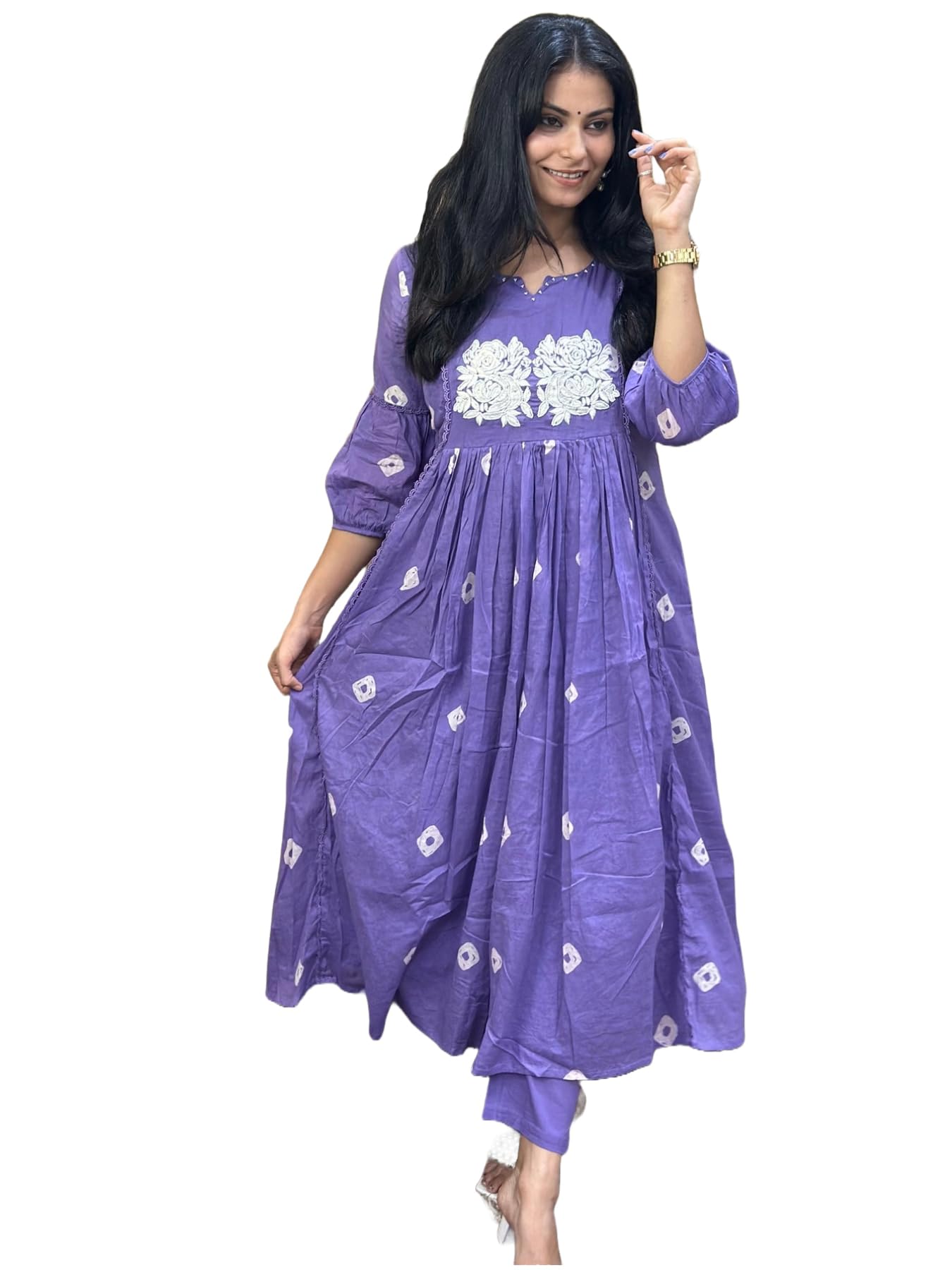 Gosriki Women'S Rayon Blend Anarkali Printed Kurta With Pant (Anveshi Purple-Vks01-Gs_Xl_Purple_X-Large),Purple,,B0DCK63QZK