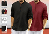 Royalscout Men'S Cotton Polyester Blend Solid Regular Fit Full Sleeve Short Kurta | Ethnic, Lightweight Summer Kurta For Daily & Occasion Use Black-Maroon Black-Maroon 4Xl