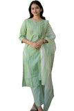 Anni Designer Women'S Rayon Viscose Straight Printed Kurta With Pant & Dupatta (Ajman Green_Xl_Green_X-Large),Green,XL