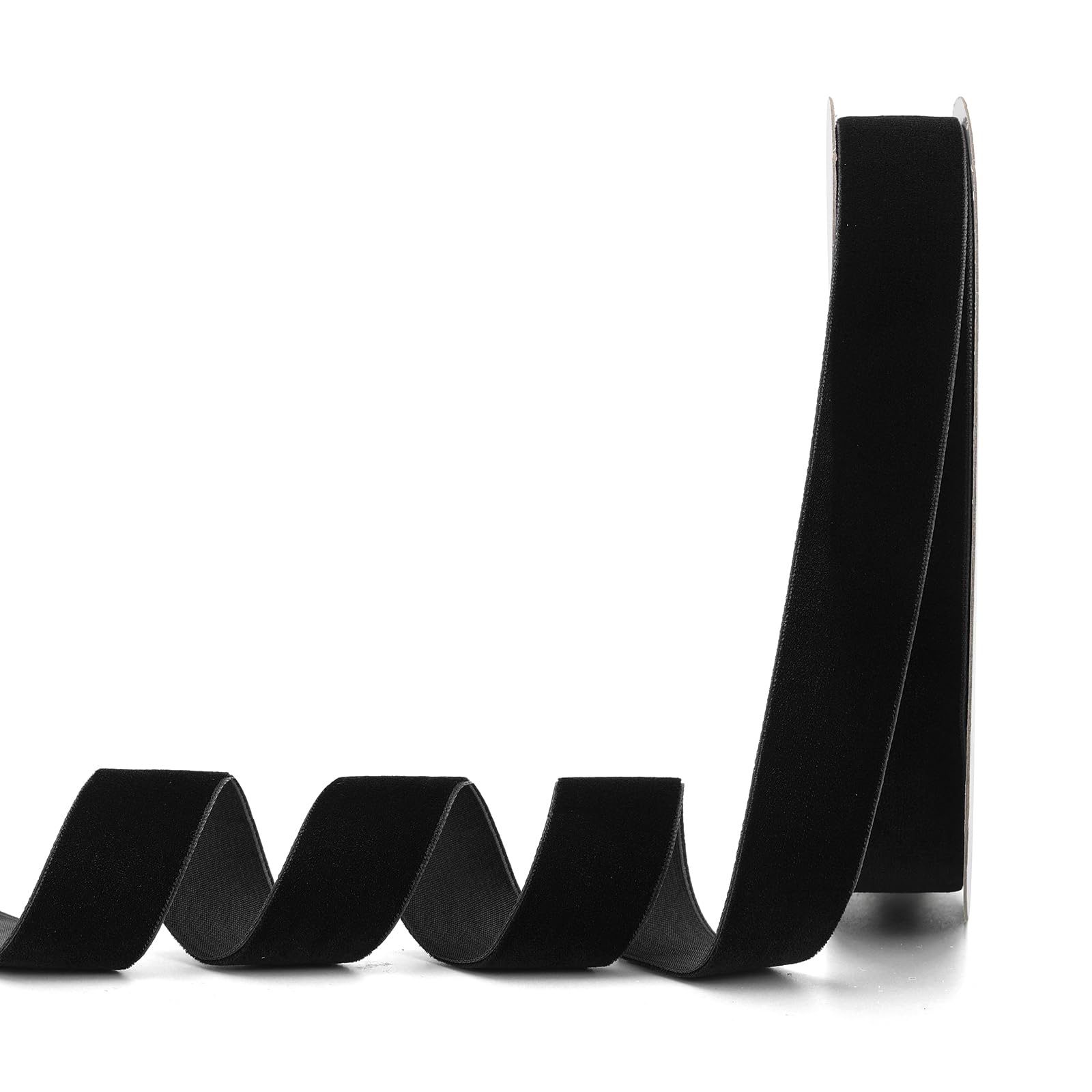 Lemon Park Black Velvet Ribbon,1 W x 20Yd Single Face,Great for Gift Wrapping,Hair Bows,Handmade Craft and Christmas,Wedding Dec