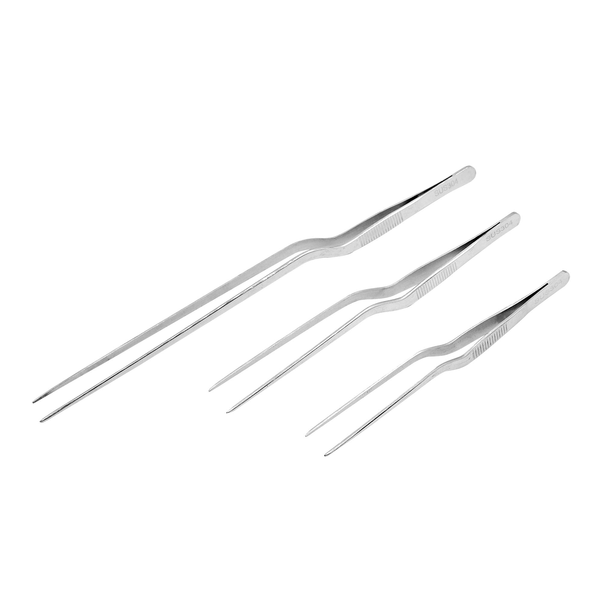 12 8 6 Cooking Tweezers Toogs, 304 Stainless Steel Offset Tweezers with Precision Tip Kitchen Chef Tweezers for Cooking(6