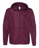 Independent Trading Co. Unisex Lightweight Windbreaker Full-Zip Jacket - Maroon, S