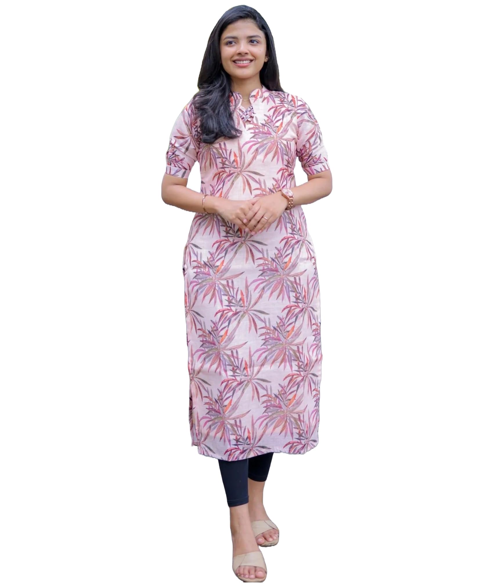 Anni Designer Women'S Rayon Viscose Straight Printed Kurta (Kakulam Pink_M_Pink_Medium),Pink,M