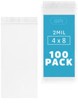 GPI - 4 x 8 Long Zip Bags, 100 Count, 2 Mil, Clear Plastic Reclosable Zipper Poly Baggies, with Resealable Zip Top Lock Seal, fo