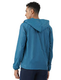 Pumpd Mens All-Purpose Windcheater With Front Zip Closure & Hoodie -With Self Packing Kit,Teal,Teal,S