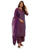 Sanisa Women's Silk Blend Foil Printed Gota Lace Dual Tone Straigth Kurta with Pant and Dupatta Set| Ethnic Set | Suit Set | Kur