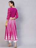 Anni Designer Women'S Georgette Chikankari Embroidered Anarkali Kurti (Kari Pink_M_Dark Pink_Medium),Pink,M,Georgette,Anarkali,Kurti, kurta