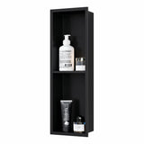 Qeke Stainless Steel Shower Niche 24 X 8, No Tile Needed Wall Niche Double Shelves, Recessed Niche Shower for Bathroom Storage