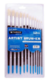 Mont Marte Silver Series Artist Round Brushes 12 Pieces (Black)
