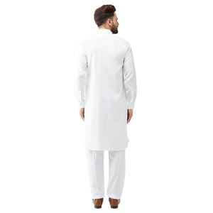 Sojanya (Since 1958 Men'S White Cotton Kurta Pathani Set Size L White L