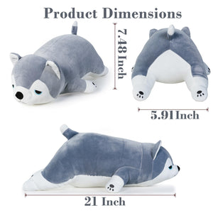 meowtastic Cute Weighted Stuffed Animals - 21 3.5 lbs Weighted Husky Stuffed Animal Huskies Plush Pillow, Big Weighted Stuffed