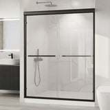 Shower Doors, 56-60 W x 72 H Sliding Glass Shower Door, Matte Black Aluminum Frame, 1/4 (6mm) Tempered Glass with Explosion-Proo