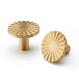 SNBTLA Solid Brass Cabinet Knobs 5 Pack - Brushed Gold Drawer Pulls for Kitchen, Closet, Bathroom & Dresser, Decorative Round Ha