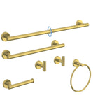 Brushed Gold Bathroom Accessories Set, SUS304 Stainless Steel 6 Pieces Bathroom Hardware Set, 16&26 Inch Bath Towel Bar Set, 2 T