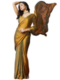 Gosriki Women'S Silk Blend Hand Work Saree With Unstitched Blouse Piece (Ayaat Gold-Vks01-Gs_Free Size),Gold,,B0DY61WKT5
