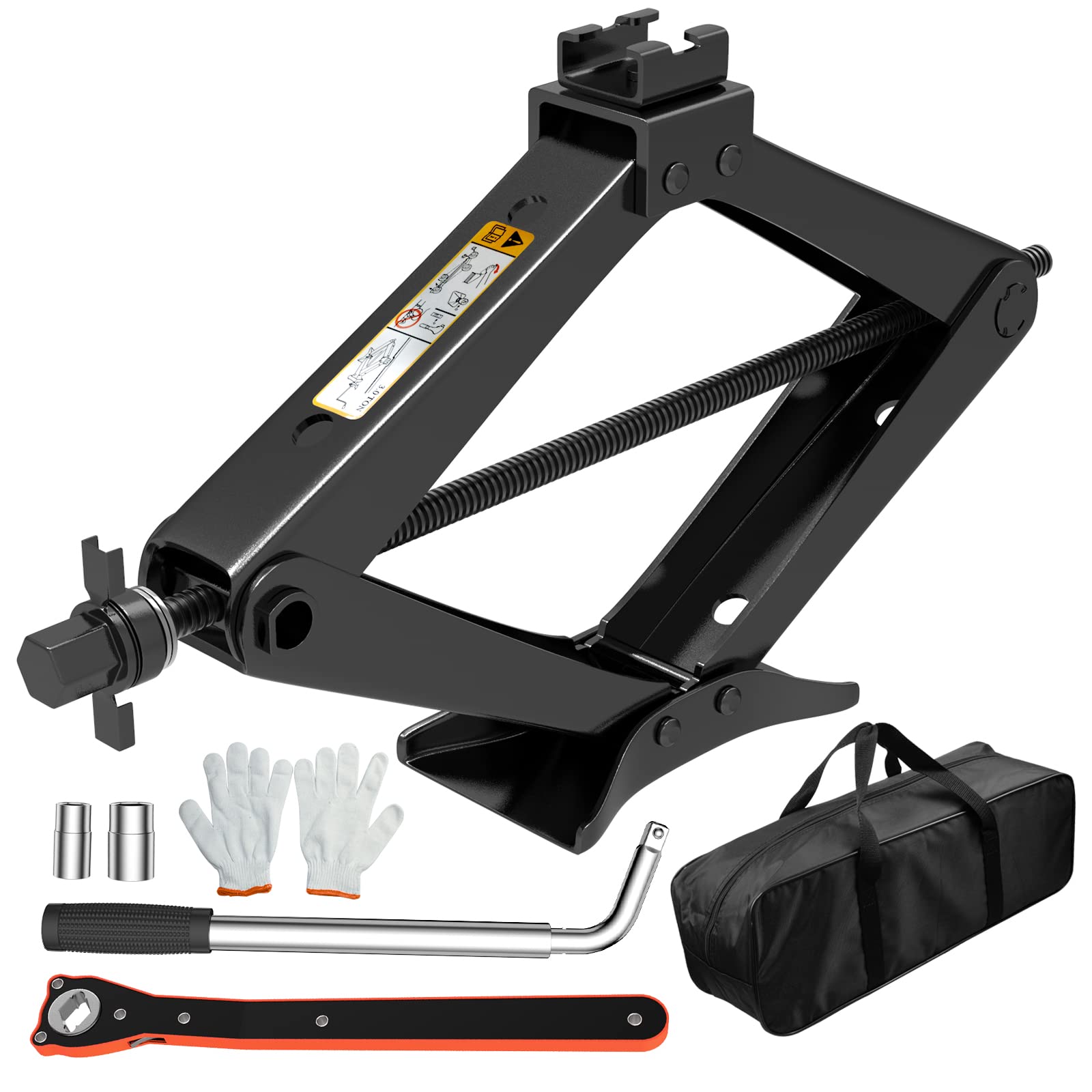 IMAYCC Scissor Jack for Car/SUV/MPV - Heavy Duty 3.0 Ton (6614 lbs) Car Jack kit with Hand Crank Trolley Lifter, Portable Emerge